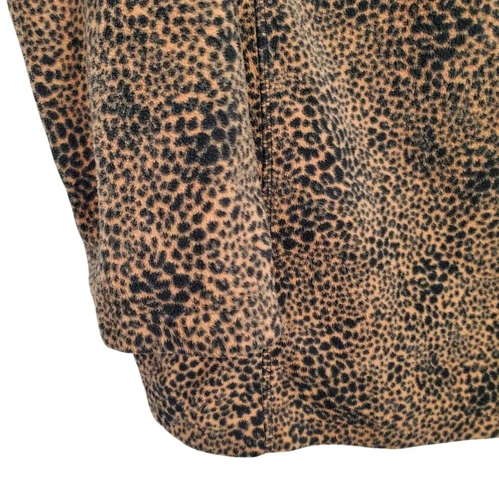 Lands End Womens 3X Shirt Leopard Print Zip Pullover Fleece Top Mob Wife Trendy - Picture 10 of 12